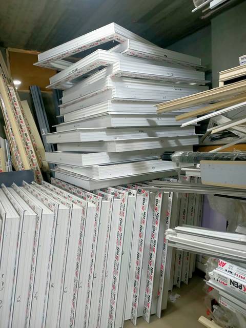 uPVC frames waiting to be fitted