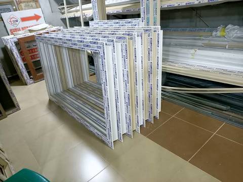 uPVC window frames ready for fitting